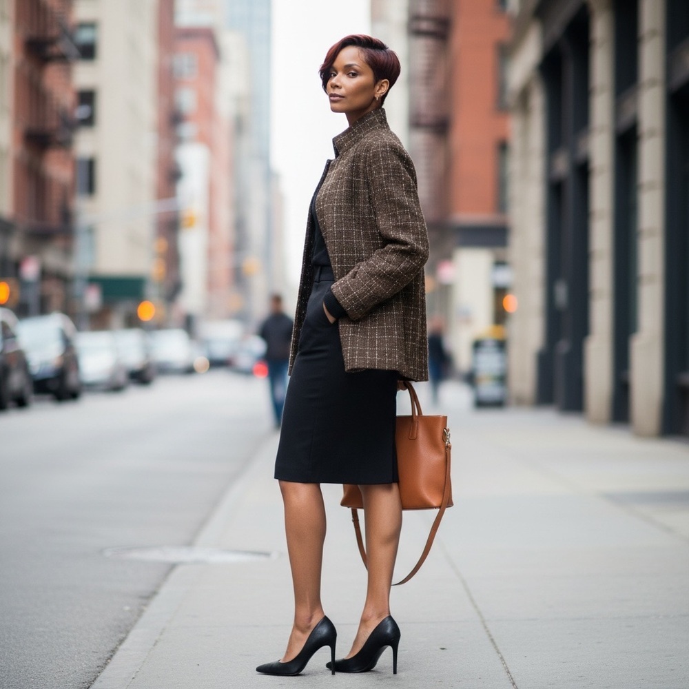 Ellen Tracy Brown Plaid Women's Blazer.. Stunning